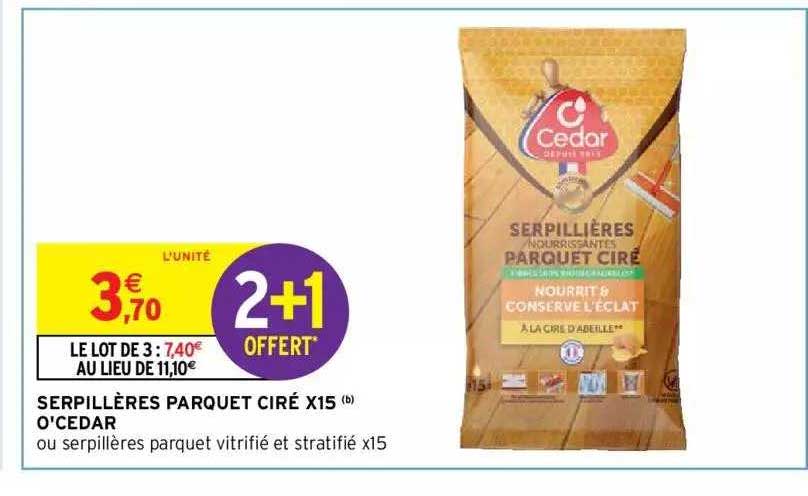 serpillères parquet ciré x15 o'cedar