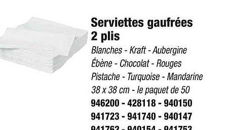 serviettes gaufrées 2 plis