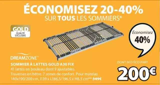 sommier à lattes gold a30 fix dreamzone