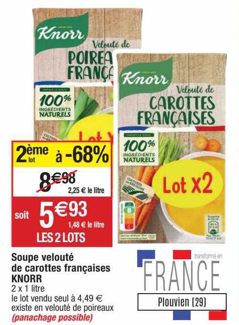 soupe velouté de carottes françaises knorr