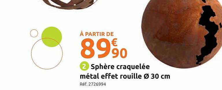 sphère craquelée métal effet rouille ø 30 cm