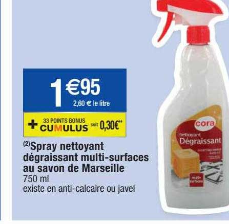 spray nettoyant dégraissant multi-surfaces au savon de marseille