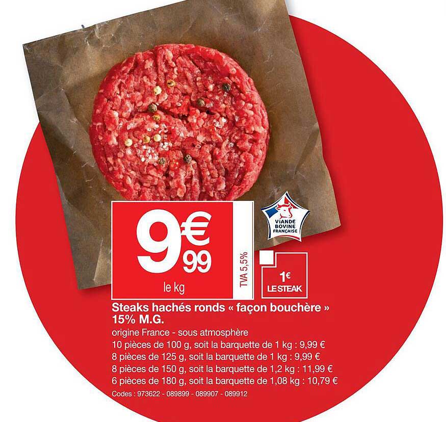 steaks hachés ronds "façon bouchère" 15% m.g.