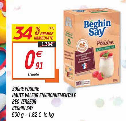 sucre poudre haute valeur environnementale bec verseur beghin say