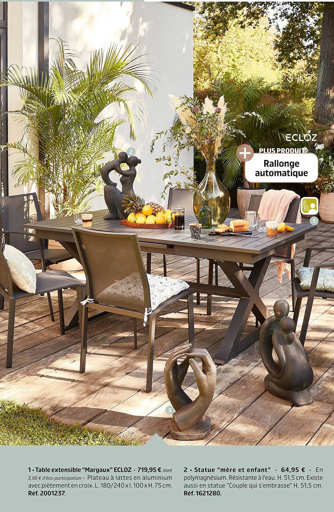 table extensible "margaux" ecloz, statue "mère et enfant