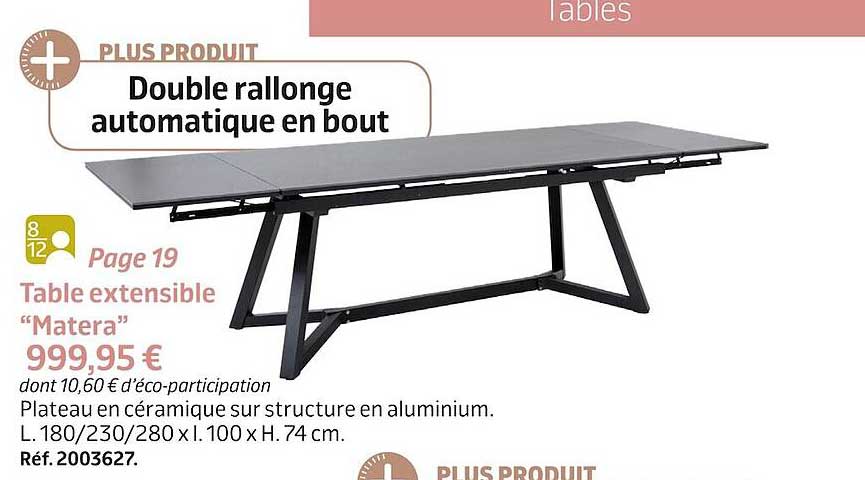 Table Extensible "matera"