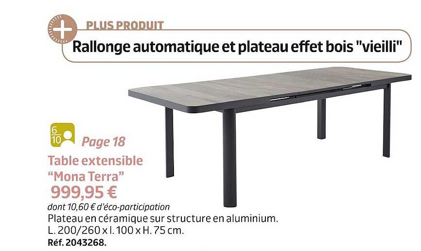 table extensible "mona terra"