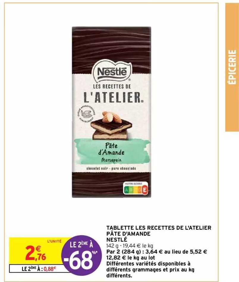 tablette les recettes de l'atelier pâte d'amande nestlé