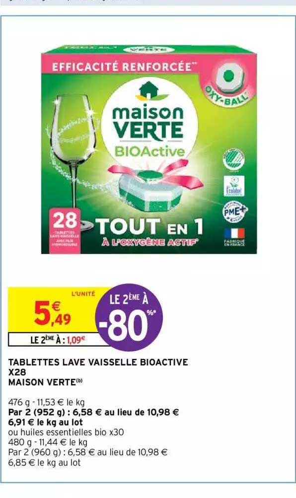 tablettes lave vaisselle bioactive x28 maison verte