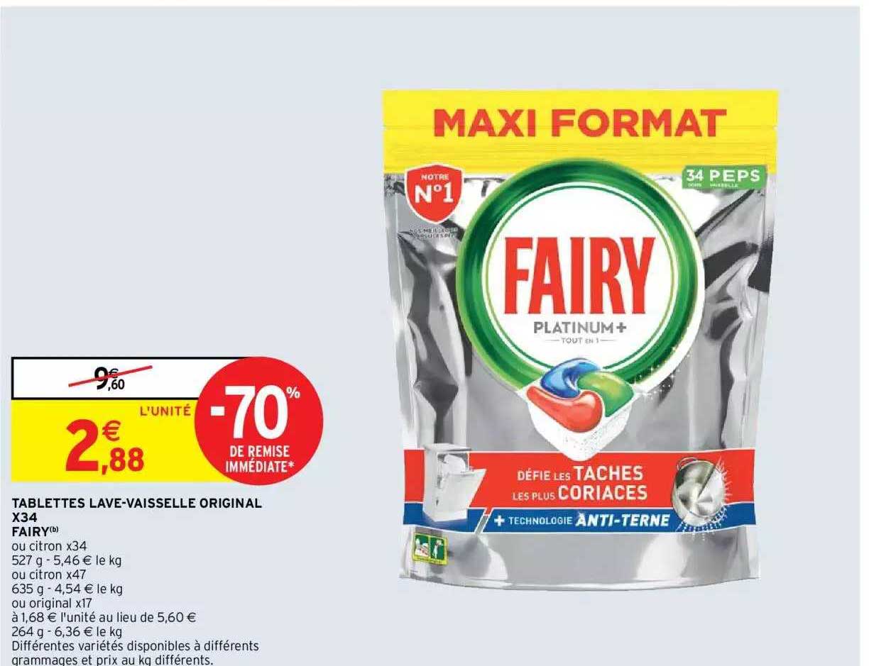 tablettes lave-vaisselle original x34 fairy