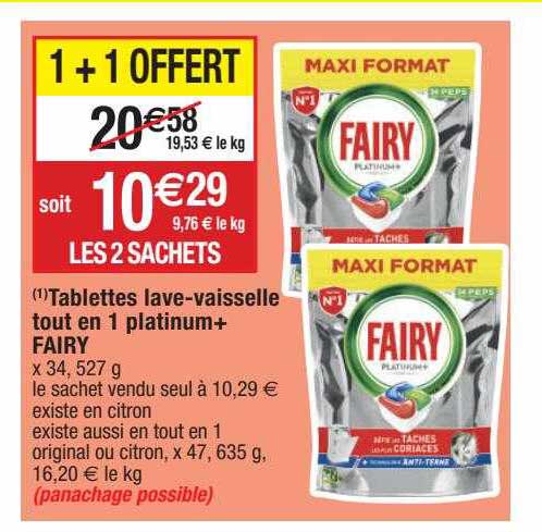 tablettes lave-vaisselle tout en 1 platinum+ fairy