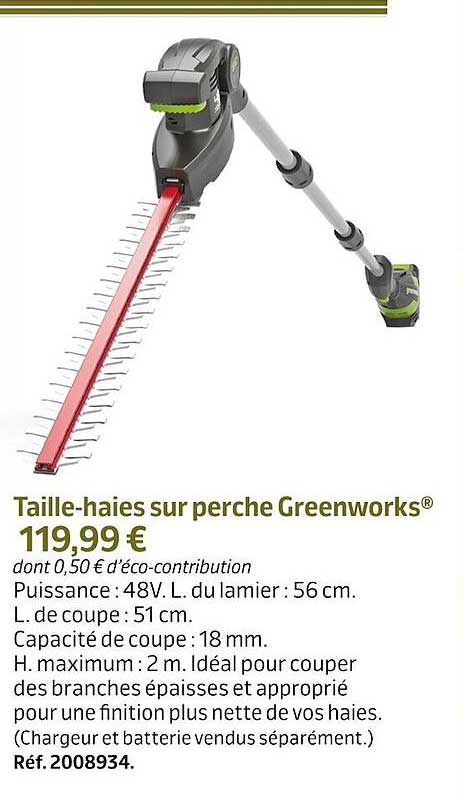 taille-haies sur perche greenworks