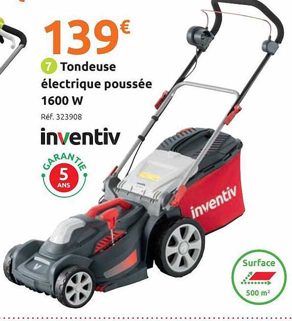 tondeuse électrique poussée 1600 w inventiv
