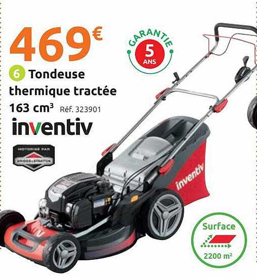tondeuse thermique tractée 163 cm3 inventiv
