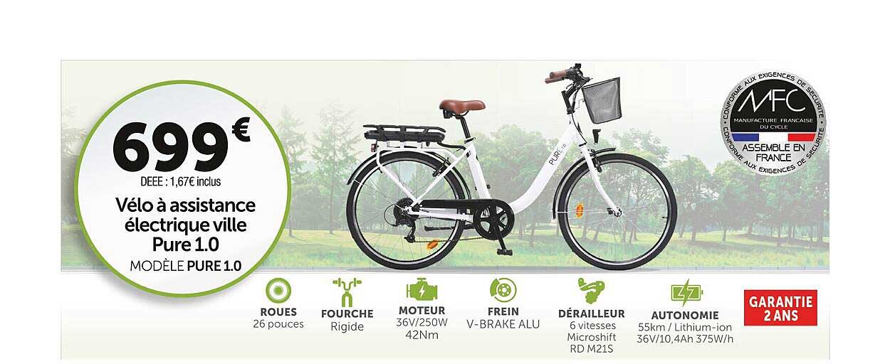 vélo à assistance électrique ville pure 1.0