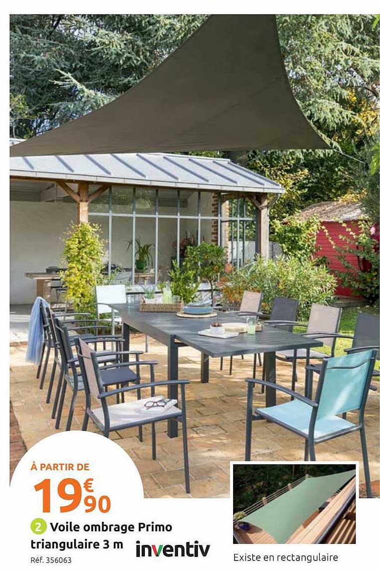 voile ombrage primo triangulaire 3 m inventiv