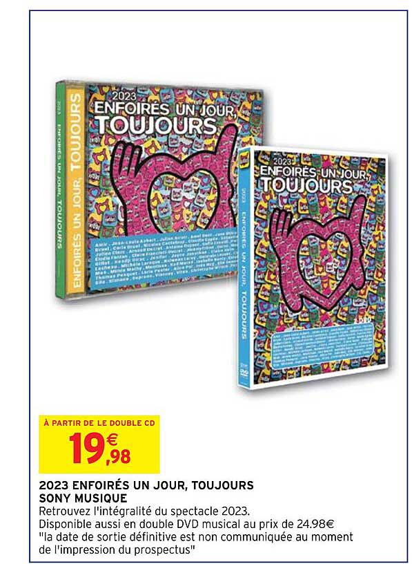 2023 enfoirés un jour, toujours sony musique