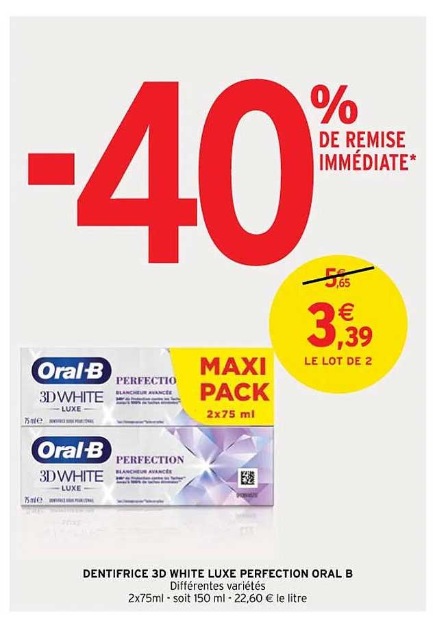 dentifrice 3d white luxe perfection oralb