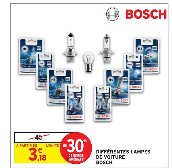 différentes lampes de voiture bosch