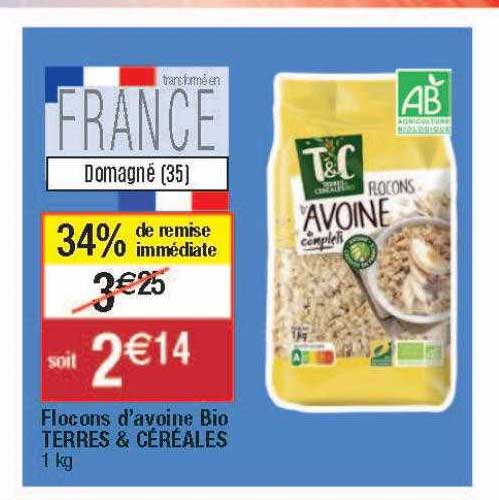 flocons d'avoine bio terres & céréales