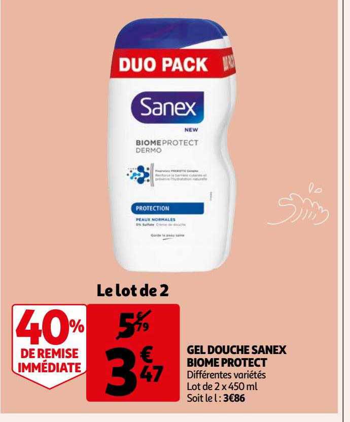 gel douche sanex biome protect