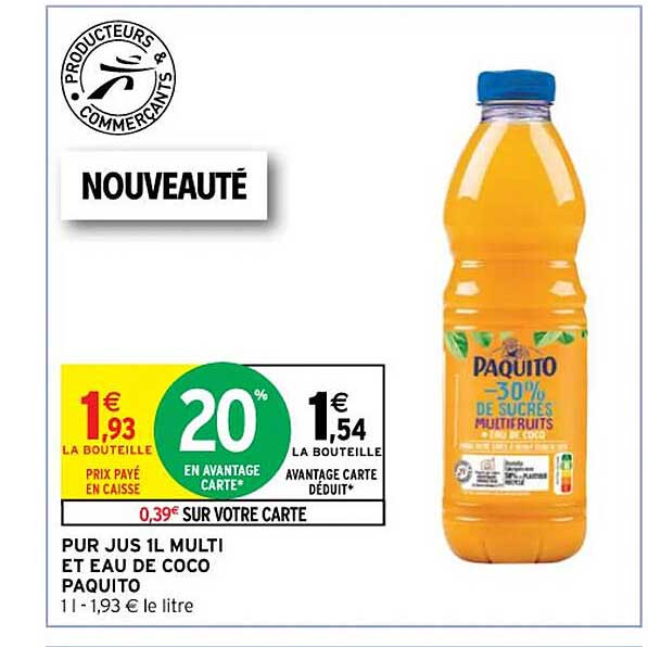 Pur Jus 1l Multi Et Eau De Coco Paquito