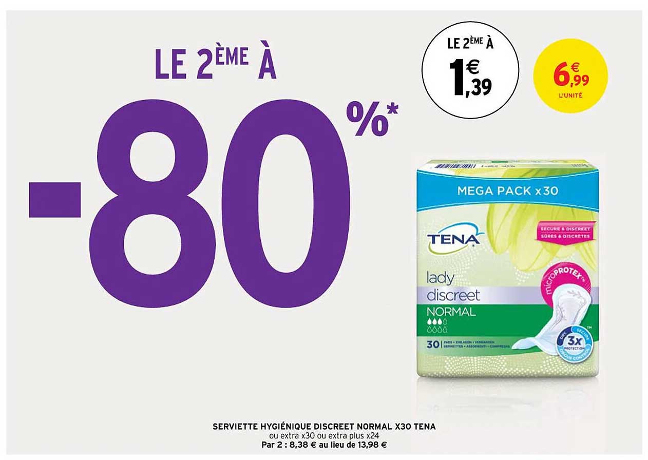 serviette hygiénique discreet normal x30 tena