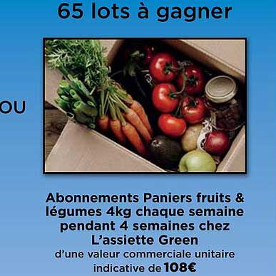 abonnements paniers fruits & légumes 4 kg chaque semaine pendant 4 semaines chez l'assiette green