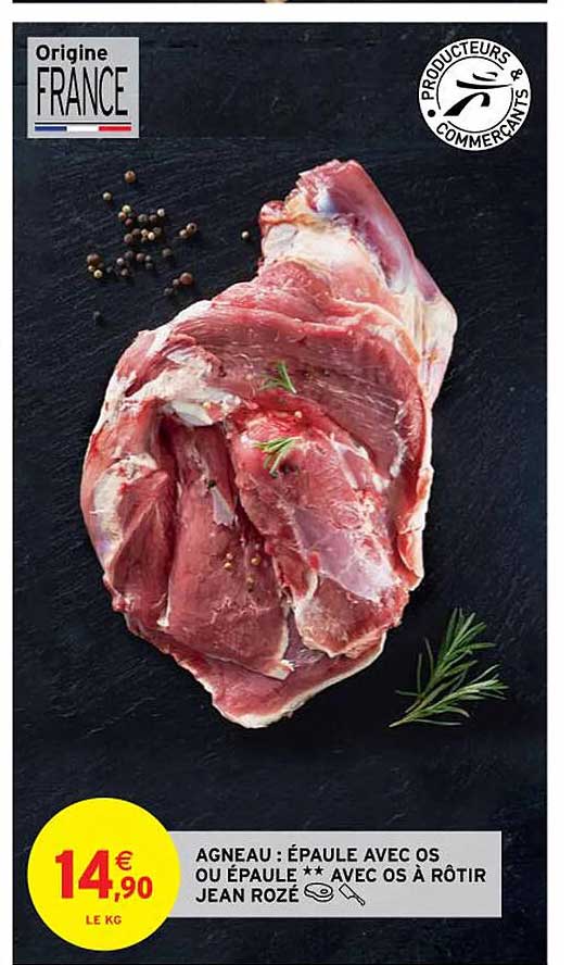 agneau : épaule avec os ou épaule ** avec os à rôtir jean rozé