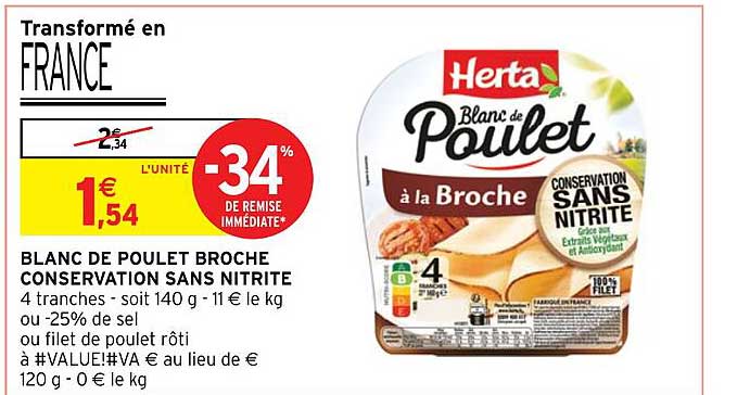 Blanc De Poulet Broche Conservation Sans Nitrite Herta