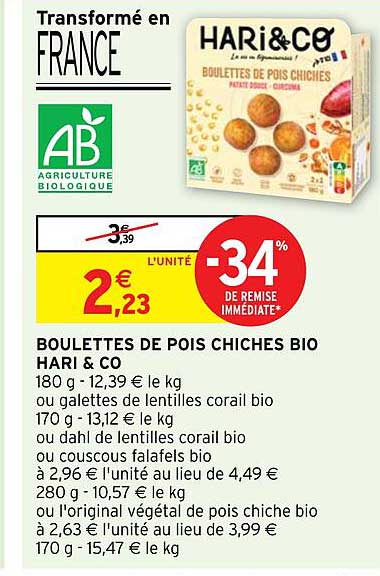 Boulettes De Pois Chiches Bio Hari & Co