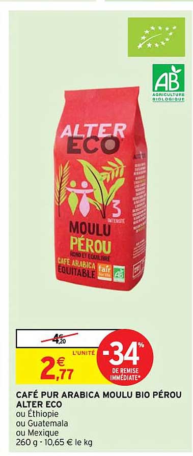 café pur arabica moulu bio pérou alter eco
