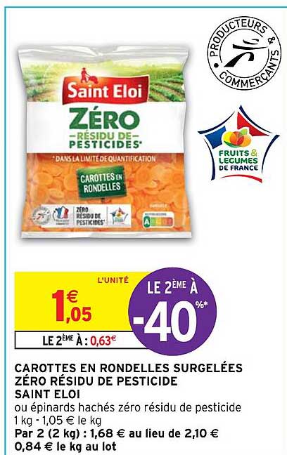 carottes en rondelles surgelées zéro résidu de pesticide saint éloi