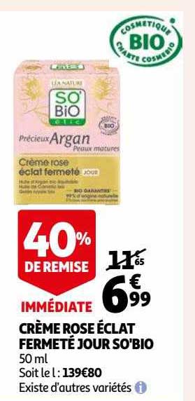crème rose éclat fermeté jour so'bio