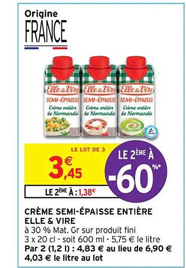 crème semi-épaisse entière elle & vire