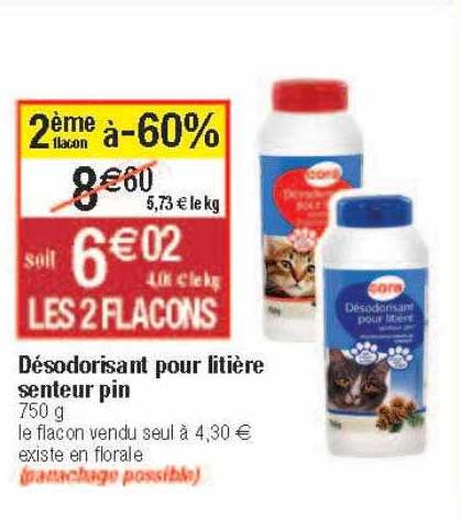 désodorisant pour litière senteur pin cora