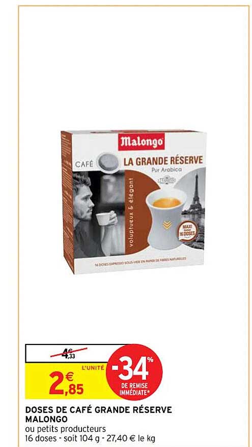 Doses De Café Grande Réserve Malongo
