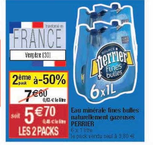 eau minérale fines bulles naturellement gazeuses perrier