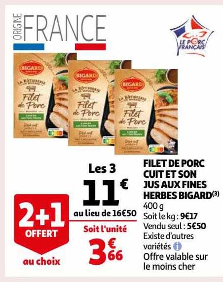 Filet De Porc Cuit Et Son Jus Aux Fines Herbes Bigard