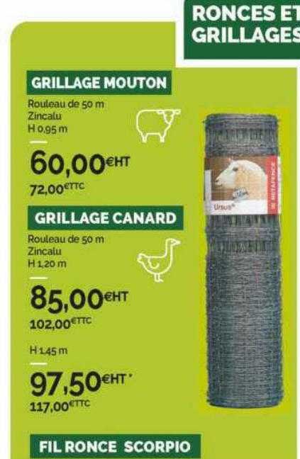 grillage mouton, grillage canard, fil ronce scorpio