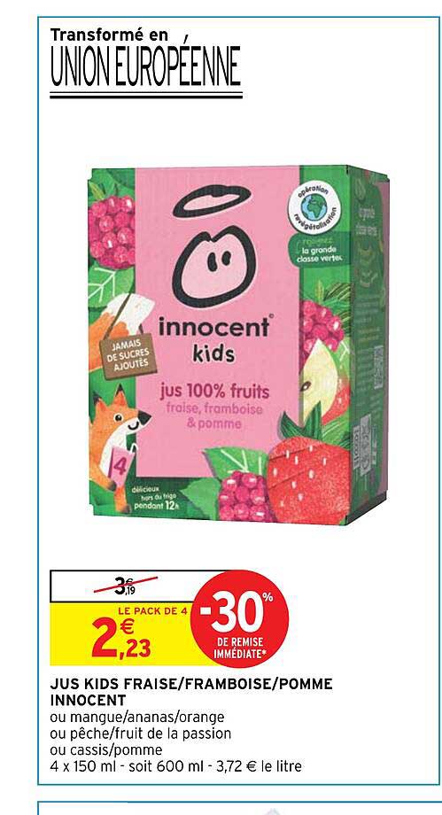 Jus Kids Fraise-framboise-pomme Innocent