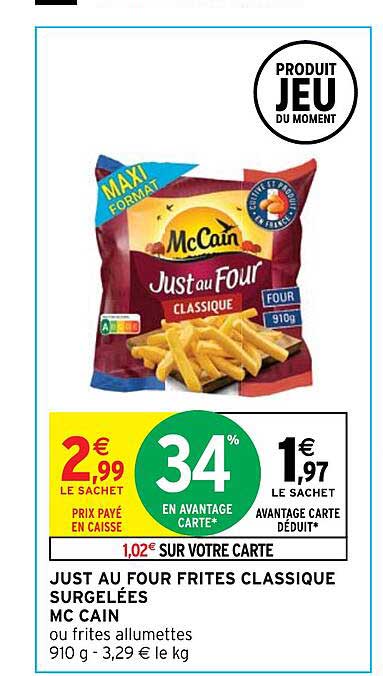 just au four frites classique surgelées mc cain