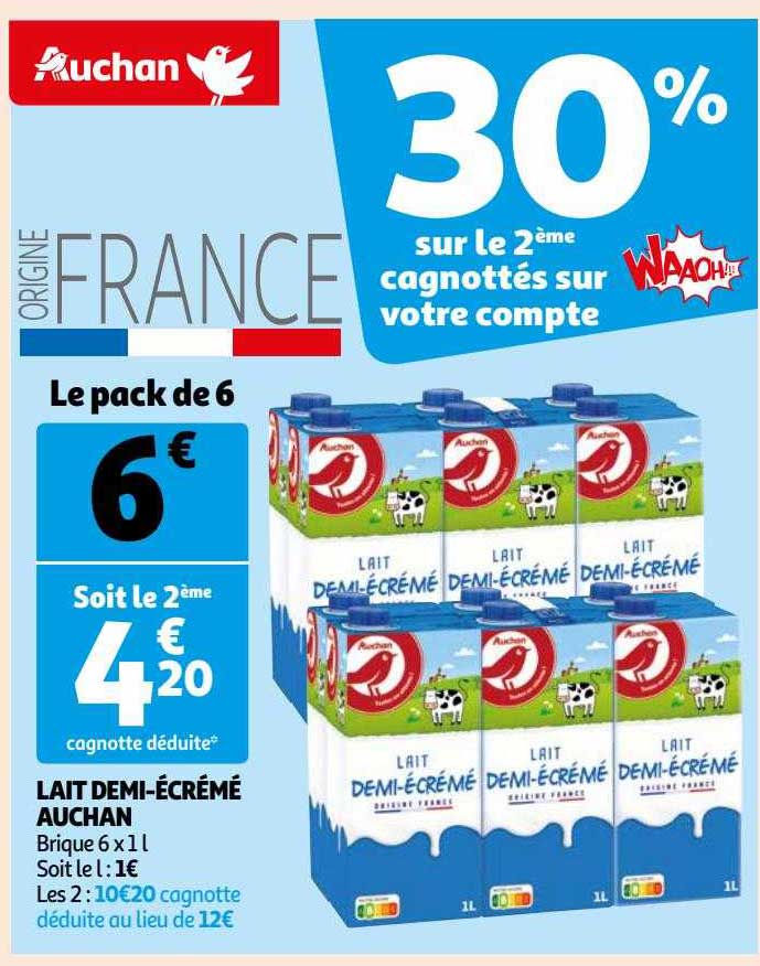 lait demi-écrémé auchan