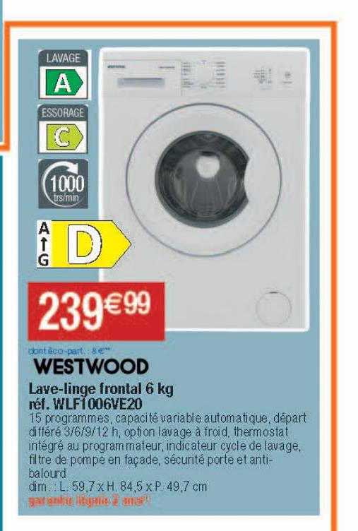 lave-linge frontal 6 kg westwood