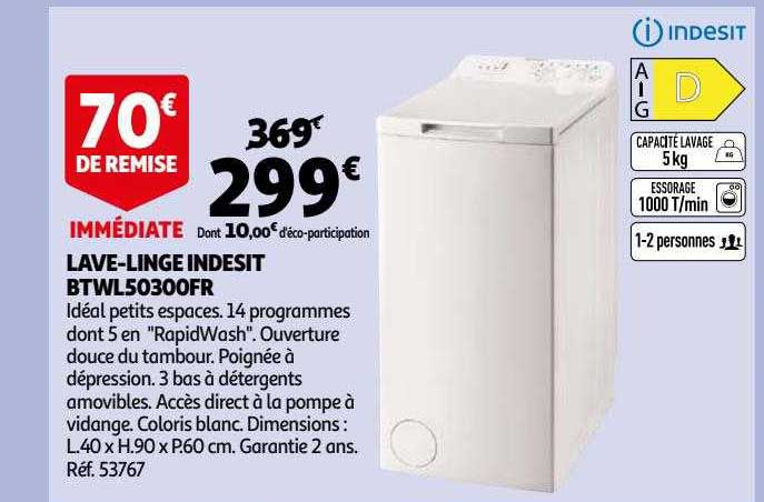 lave-linge indesit btwl50300fr