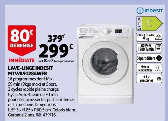 lave-linge indesit mtwa91284wfr
