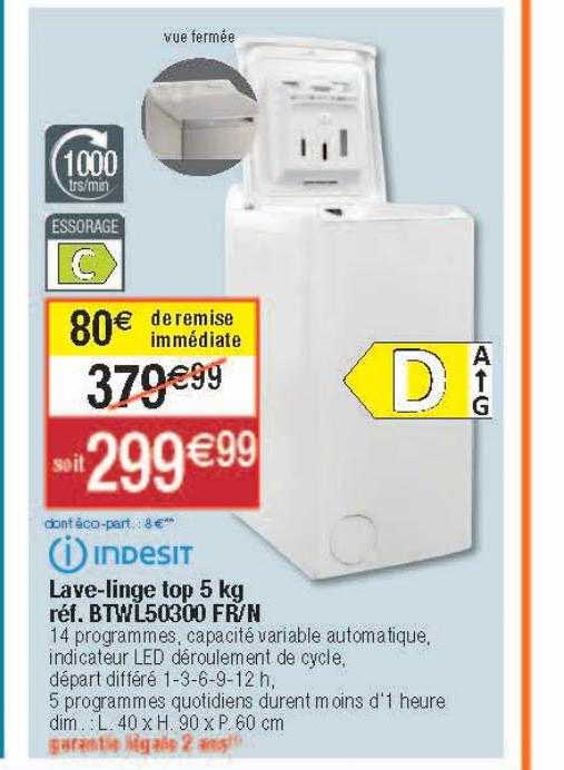 lave-linge top 5 kg indesit