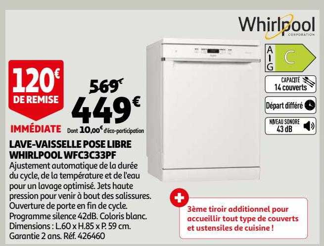 lave-vaisselle pose libre whirlpool wfc33pf