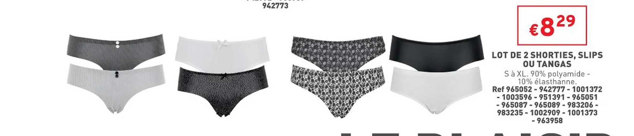 lot de 2 shorties, slips, ou tangas