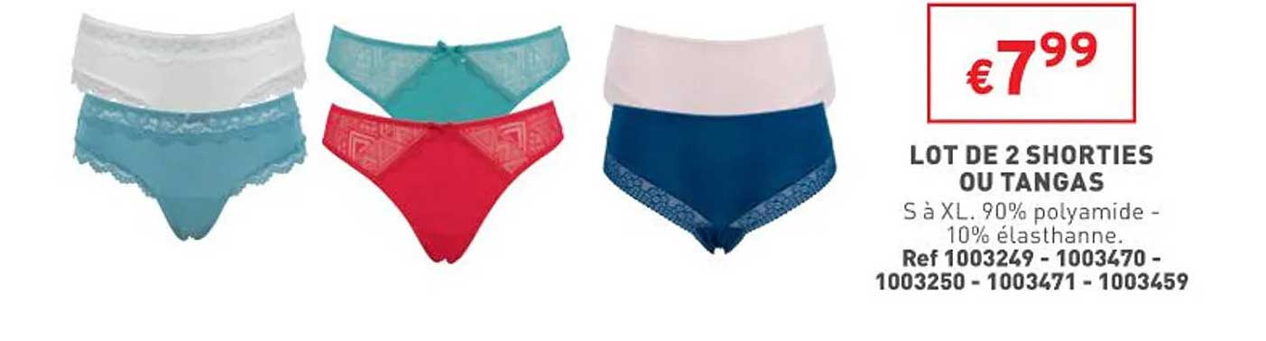 lot de 2 shorties ou tangas
